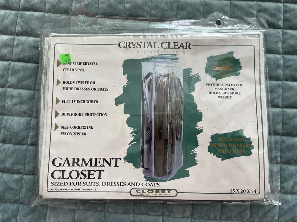Vintage Closet Innovations Garment Closet Clear Vinyl 15x20x54 NOS Maxi-Rack